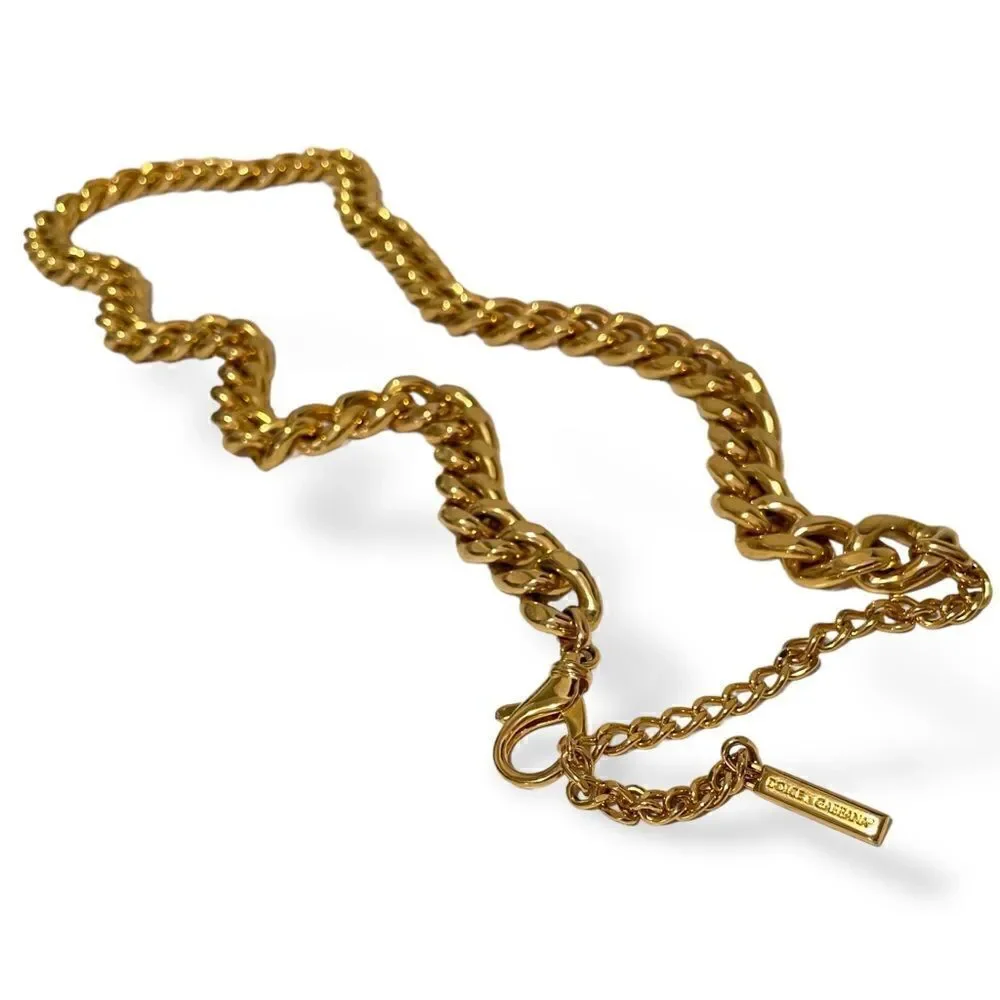 DOLCE & GABBANA Gold-Tone Miami Cuban Chain Belt  |Size: 39”|